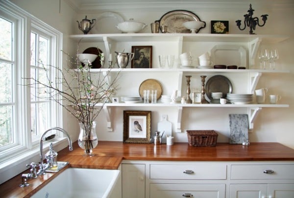 kitchen remodel, open shelving and butcher block counters, A Country Farmhouse