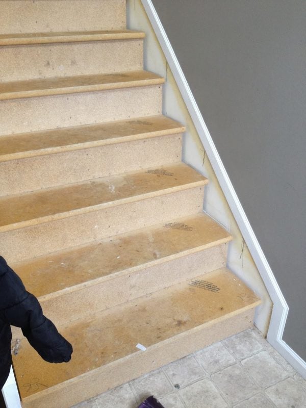 bare stairs before wood stair makeover, The Serene Swede on Remodelaholic