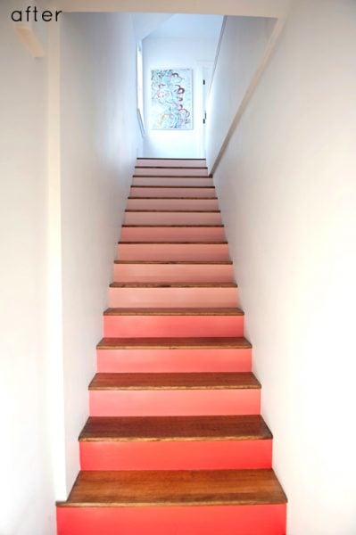 coral ombre stairs, Design Sponge on Remodelaholic