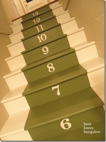 painted numbered stairs, Bees Knees Bungalow on Remodelaholic