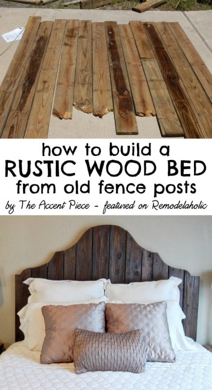 How to build a rustic wood headboard + bed -- The Accent Piece featured on Remodelaholic.com #headboardweek #diy #reclaimedwood
