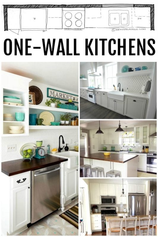 KITCHEN DESIGN | Single Wall Kitchen Layouts and Floor Plans via Remodelaholic.com