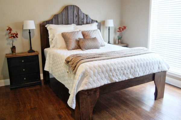 diy rustic wood bed and headboard, The Accent Piece on Remodelaholic