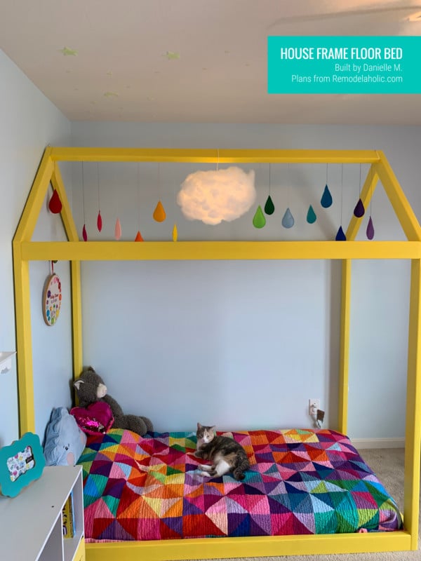 DIY Floor Bed House Bed Frame In Yellow Rainbow Room, By Reader Danielle Plans From Remodelaholic Wm