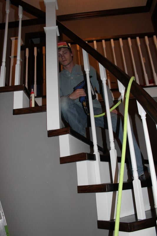 installing new stair railing spindles - Construction2Style via @Remodelaholic