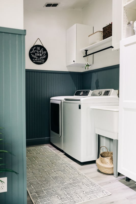 Small Laundry Room Ideas, Painted Beadboard By Crazy Life With Littles On Remodelaholic