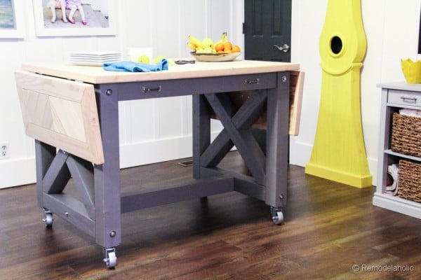 DIY rolling kitchen island or dining table with storage