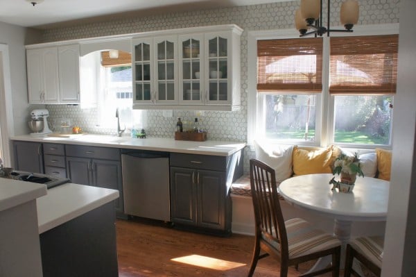 remodeled small galley kitchen floor plan with banquette dining area, Remodelaholic