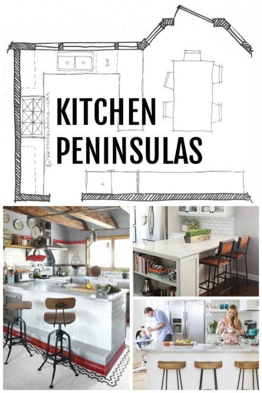 Kitchen Peninsula Designs and Floor Plans via Remodelaholic.com