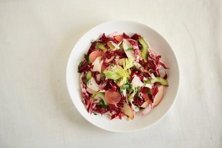 Shaved Fall Vegetable Salad with Tea-Pickled Radishes